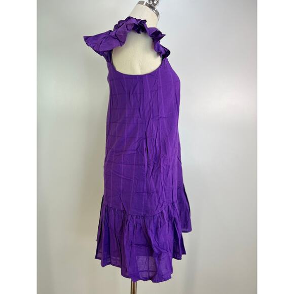 Never A Wallflower High Neck Dress Purple Windowpane Cotton - Picture 4 of 9